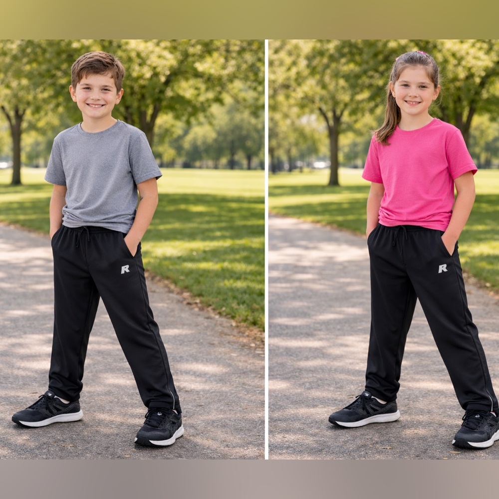 Russell Kids Black Athletic Sweatpants w/ Zipper Ankles & Pockets – Size Small